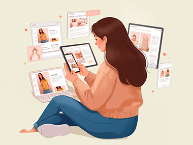 A person browsing products on different devices